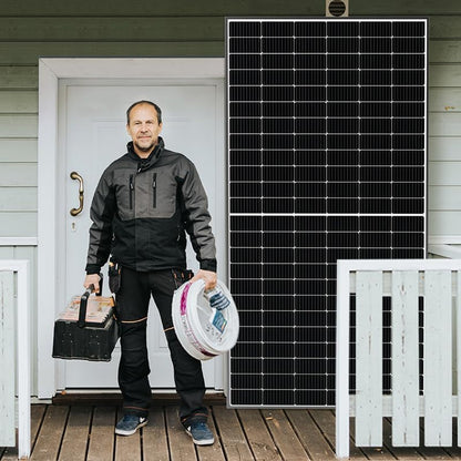 Bifacial 2Pcs 550 Watt Solar Panels 12/24 Volt Monocrystalline PV Power Charger On/Off-Grid 1100W Supplies for Rooftop Charging Station Farm Yacht and Other Off-Grid Applications