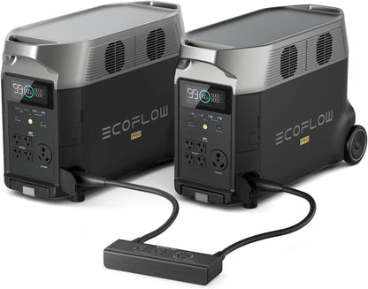 240V/7200Wh, 7200W Home Battery Backup: 2 DELTA Pro with Double Voltage Hub, Lifepo4 Power Station, Electricity Generator for Home Use, Blackout, Emergency