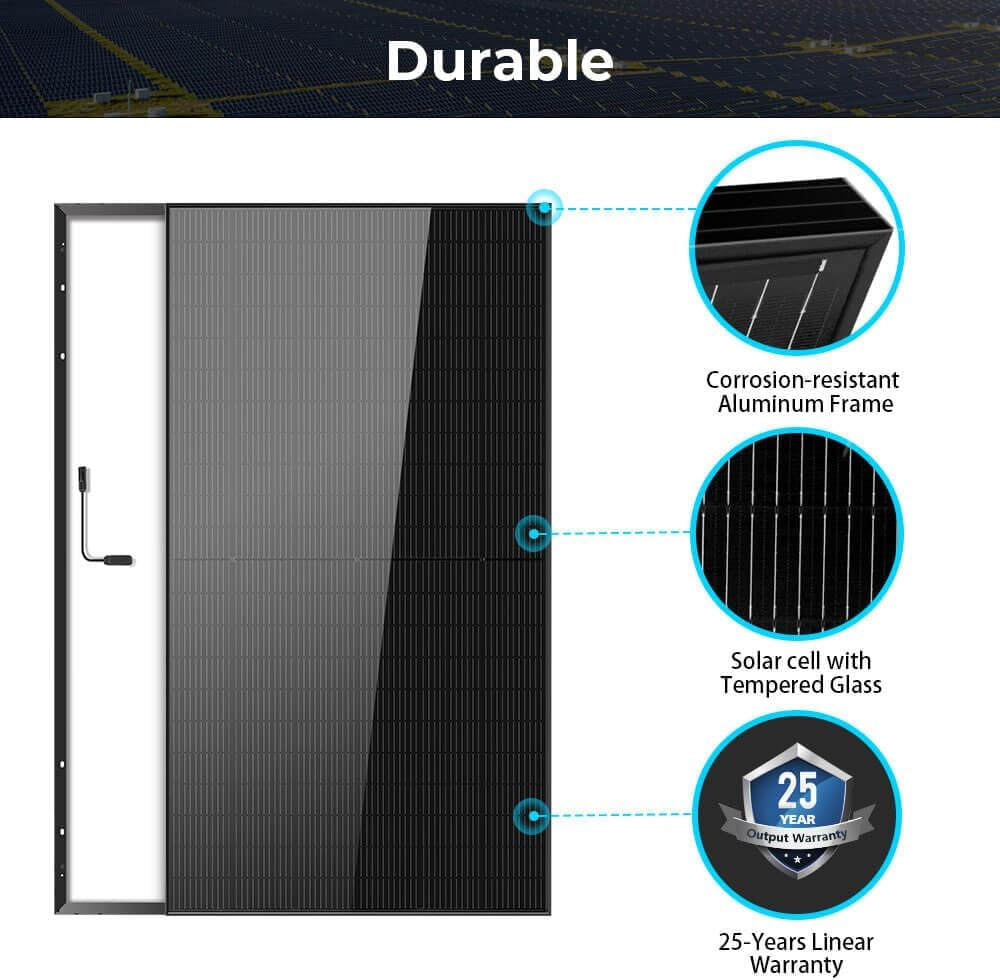 SUNGOLDPOWER 10PCS 500 Watt Monocrystalline Solar Panel 11BB Grade a Cell,Black,High Efficiency,Ip68 Waterproof for Rv,Home,Farms,Parking Lot,Marine,On/Off-Grid System(5000W)