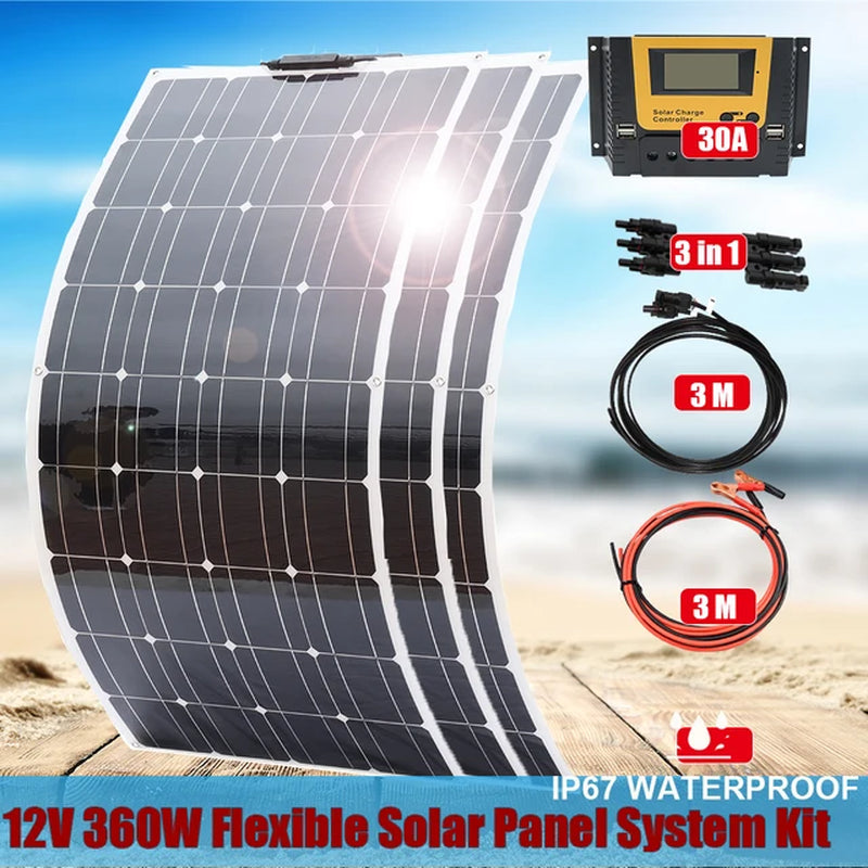 120W Panel Solar 240W 12V Mono Solar Cell Outdoor 360W Flexible Solar Panel Kit 600W 1200W for Light Home Lead Acid Battery Cell