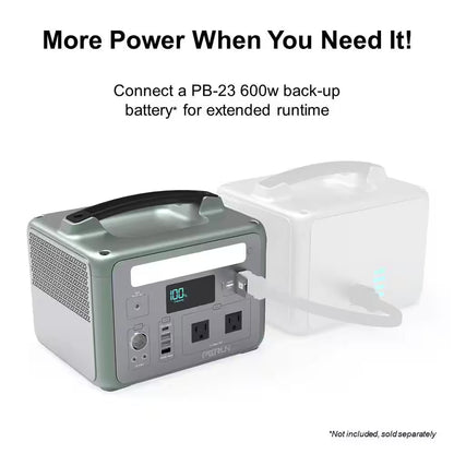 600-Watt Continuous/1200-Watt Peak Power Station plus 200-Watt Portable Solar Waterproof Panel, Camping, Outdoor Living