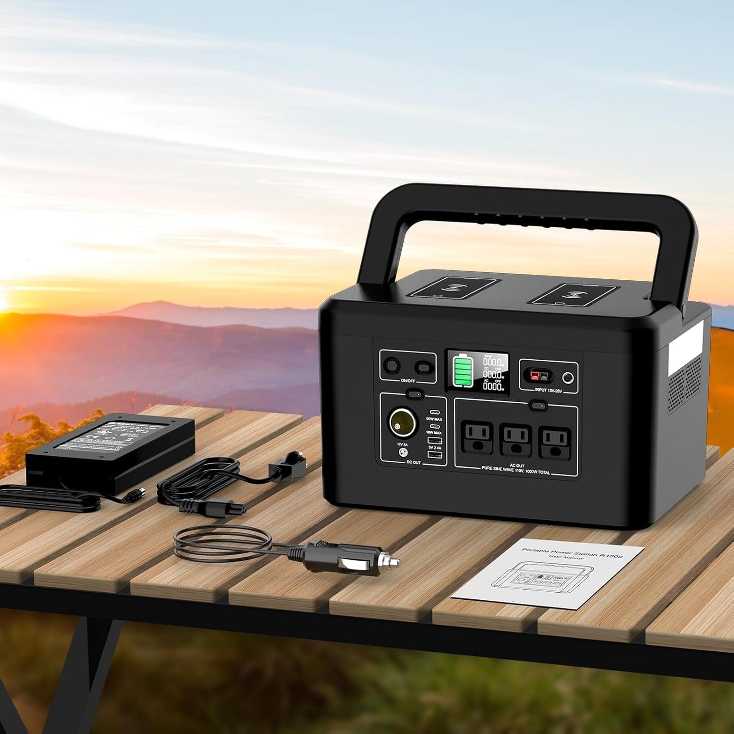 Portable Power Station 800W with 3 AC Outlets, 110V/740Wh Solar Generator(Solar Panel Optional), 200,000Mah Emergency Backup Lithium-Ion Battery for Outdoors Travel RV Trip Camping CPAP Machine