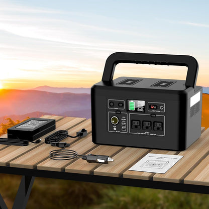 Portable Power Station 800W with 3 AC Outlets, 110V/740Wh Solar Generator(Solar Panel Optional), 200,000Mah Emergency Backup Lithium-Ion Battery for Outdoors Travel RV Trip Camping CPAP Machine