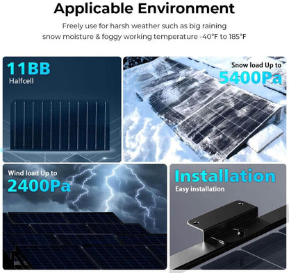 SUNGOLDPOWER 10PCS 500 Watt Monocrystalline Solar Panel 11BB Grade a Cell,Black,High Efficiency,Ip68 Waterproof for Rv,Home,Farms,Parking Lot,Marine,On/Off-Grid System(5000W)