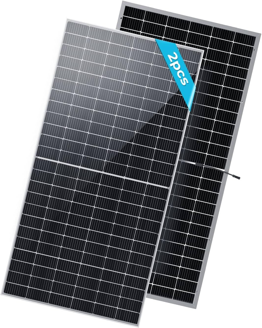 Bifacial 2Pcs 550 Watt Solar Panels 12/24 Volt Monocrystalline PV Power Charger On/Off-Grid 1100W Supplies for Rooftop Charging Station Farm Yacht and Other Off-Grid Applications