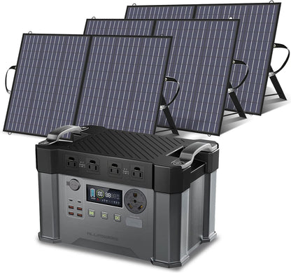S2000 Pro Solar Generator with Panels Included 2400W MPPT Portable Power Station with 3 PCS Foldable Solar Panel 100W, Solar Backup Power for RV Home Outdoor Camping