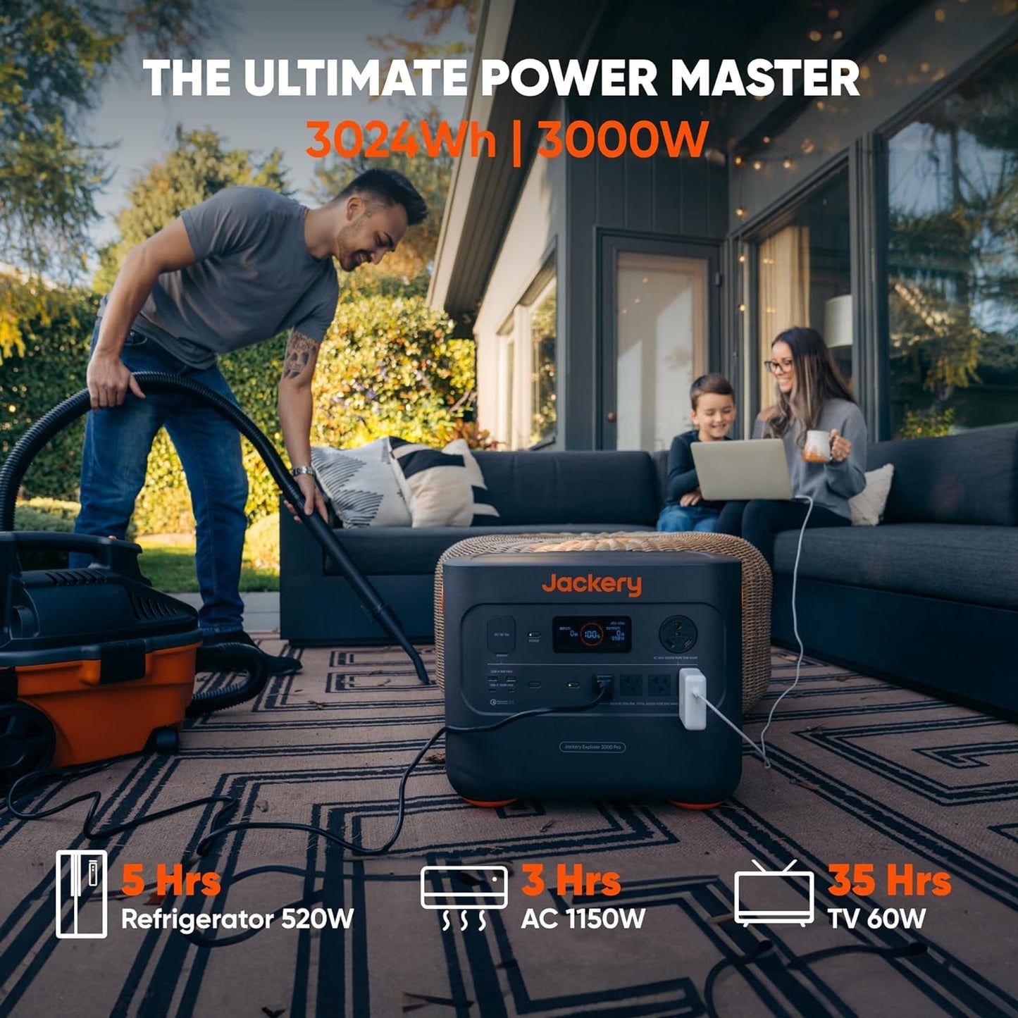 Portable Power Station Explorer 3000 Pro, Solar Generator with 3024Wh, 2X100W PD Ports, 2.4H Full Charge, Compatible with Solarsagas, for Home Backup, RV, Off-Grid (Solar Panel Optional)