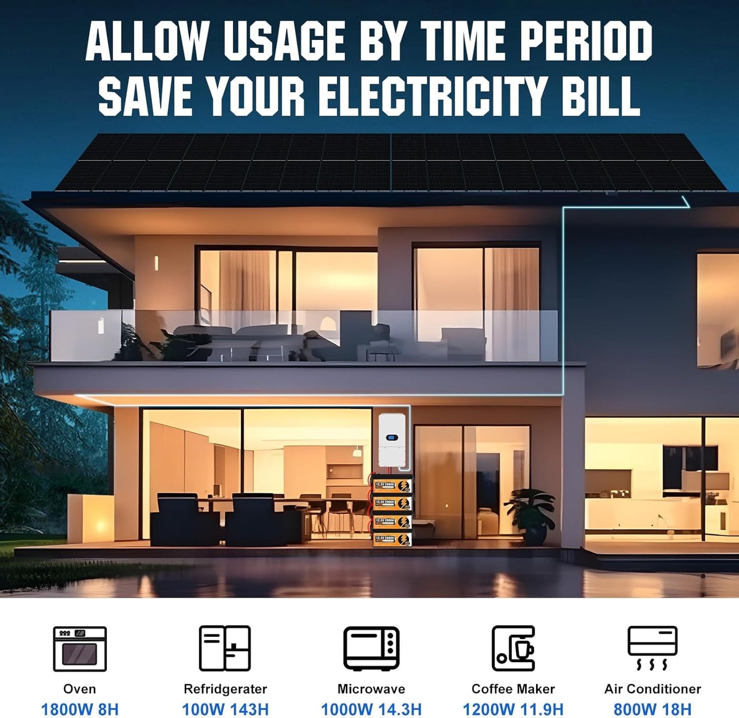 14KWH 4920W 48V Home Solar Power System Complete Kit|Off Grid Solar Panel Kit:48V 280Ah Lifepo4 Battery,4920W Solar Panels,10Kw Solar Inverter 120V/240V Output, Residential, Home, Cabin