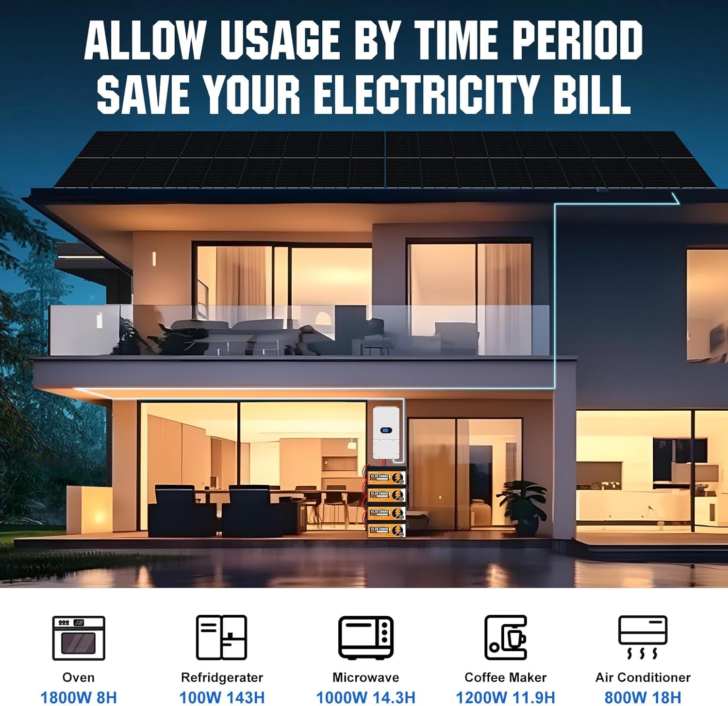 14KWH 4920W 48V Home Solar Power System Complete Kit|Off Grid Solar Panel Kit:48V 280Ah Lifepo4 Battery,4920W Solar Panels,10Kw Solar Inverter 120V/240V Output, Residential, Home, Cabin