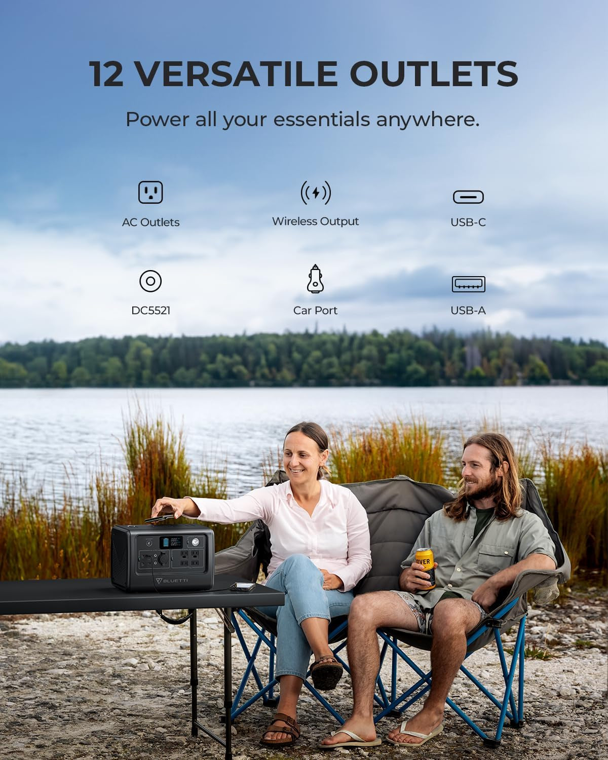 Solar Generator EB70S with 200W Solar Panel Included, 716Wh Portable Power Station W/ 4 120V/800W AC Outlets, Lifepo4 Battery Pack for Outdoor Camping, Road Trip, Emergency