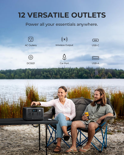 Solar Generator EB70S with 200W Solar Panel Included, 716Wh Portable Power Station W/ 4 120V/800W AC Outlets, Lifepo4 Battery Pack for Outdoor Camping, Road Trip, Emergency