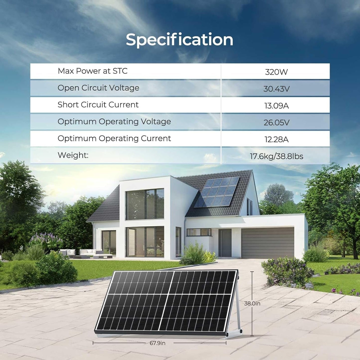 Bifacial 2Pcs 320 Watt Solar Panels 12/24 Volt Monocrystalline PV Power Charger On/Off-Grid 640W Supplies for Rooftop Charging Station Farm Yacht and Other Off-Grid Applications, Black