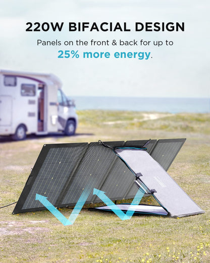 Solar Generator DELTA Max (2000) 2016Wh with 220W Solar Panel, 6 X 2400W (5000W Surge) AC Outlets, Portable Power Station for Home Backup Outdoors Camping RV Emergency