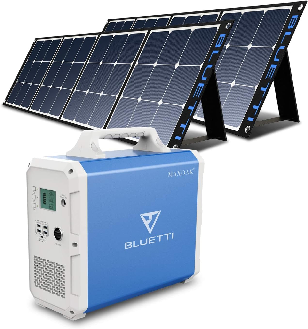 2400Wh Solar Generator,Eb240 Potable Power Station with 2Pcs SP1200 200W Foldable Solar Panels Included,2 1000W AC Outlets Lithium Backup Battery for Outdoor Van Camping Home Use Emergency