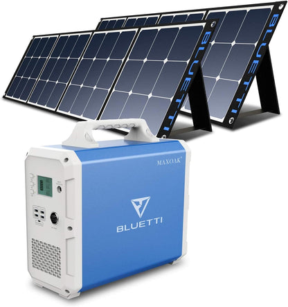2400Wh Solar Generator,Eb240 Potable Power Station with 2Pcs SP1200 200W Foldable Solar Panels Included,2 1000W AC Outlets Lithium Backup Battery for Outdoor Van Camping Home Use Emergency