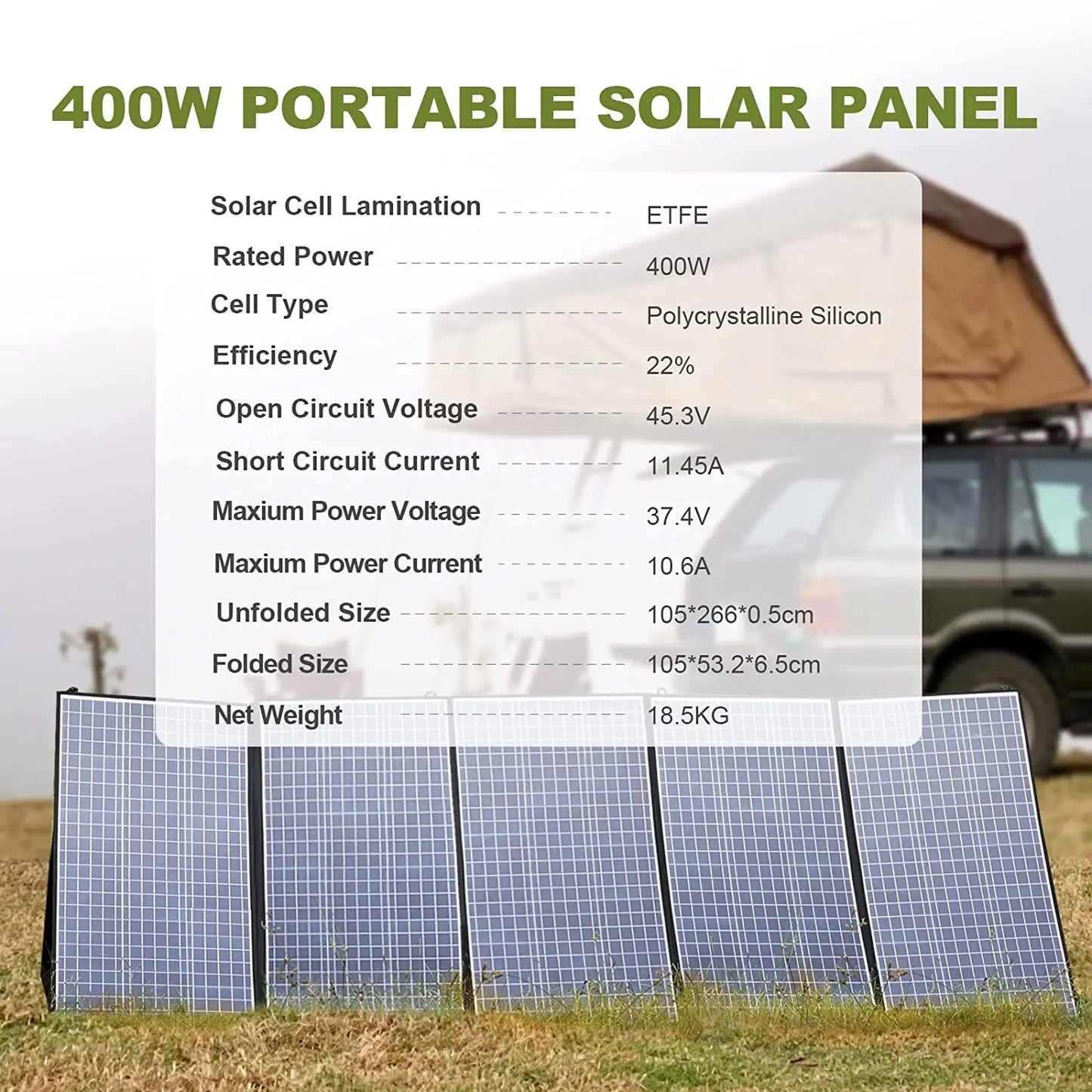 400W / 200W / 140W / 100W / 60W Solar Charger，Portable Waterproof Foldable Solar Panel for Camping RV Garden Roof