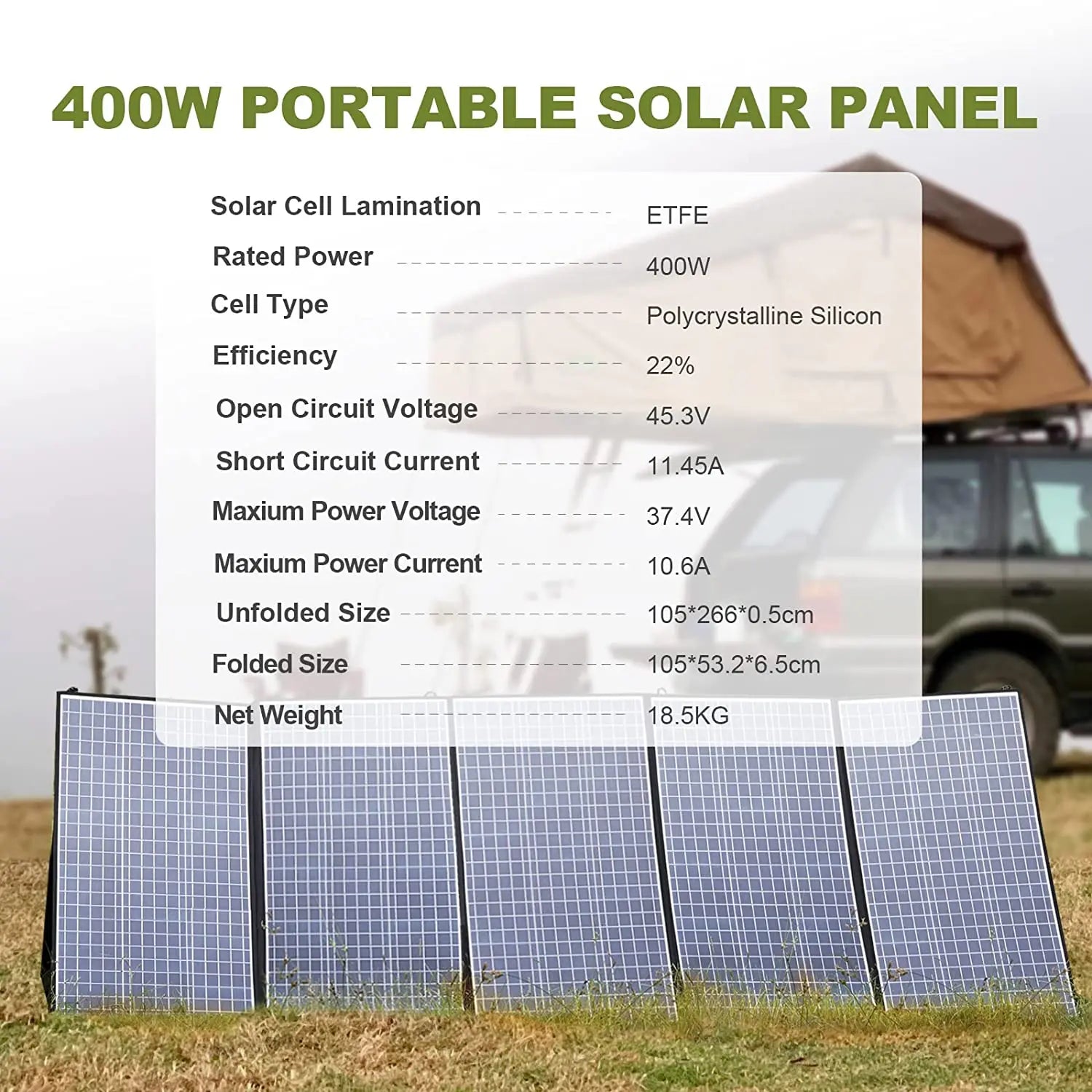400W / 200W / 140W / 100W / 60W Solar Charger，Portable Waterproof Foldable Solar Panel for Camping RV Garden Roof