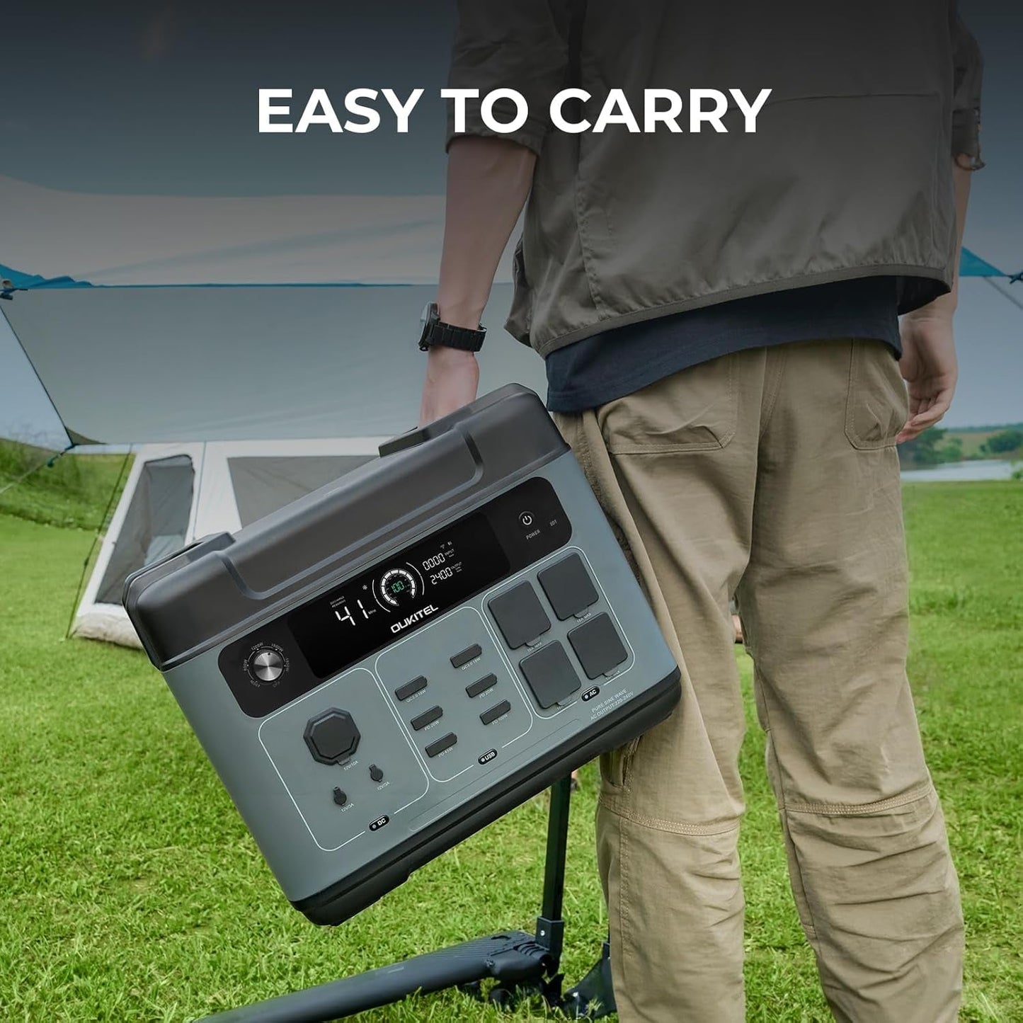 Solar Generator P2001 plus 2048Wh with 2X220W Solar Panel, 2400W Portable Power Station, Lifepo4 Battery Solar Powered Generator for Camping, Home, RV, Emergency