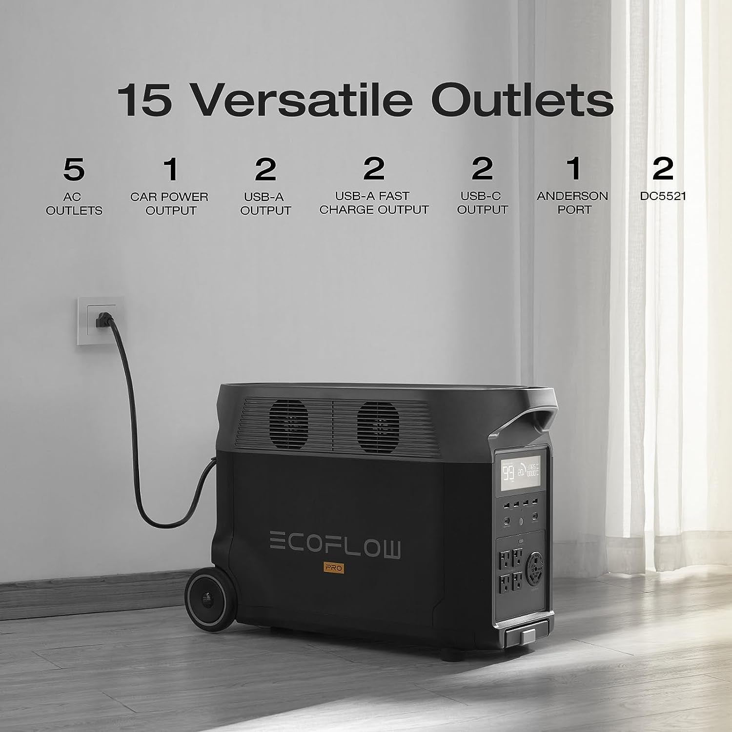 240V/7200Wh, 7200W Home Battery Backup: 2 DELTA Pro with Double Voltage Hub, Lifepo4 Power Station, Electricity Generator for Home Use, Blackout, Emergency