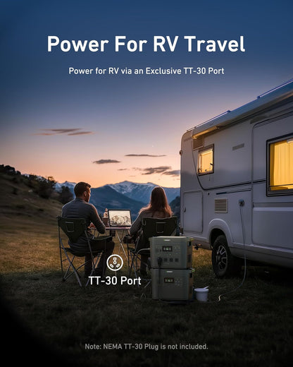 Infinity 2000 Solar Generator: 2048Wh Portable Power Station with 200W Solar Panel,2200W AC Outlets,Tt-30,Lifepo4 Battery, 1.6Hrs Full Charging, for Rv,Outdoor Camping,Home Use Battery Backup