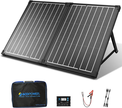 Portable Solar Panels，100W Foldable Solar Panel Suitcase 12 Volt Monocrystalline Solar Panel Kit with Waterproof 20A Charger Controller for Camping, Power Supply and Emergency Backup