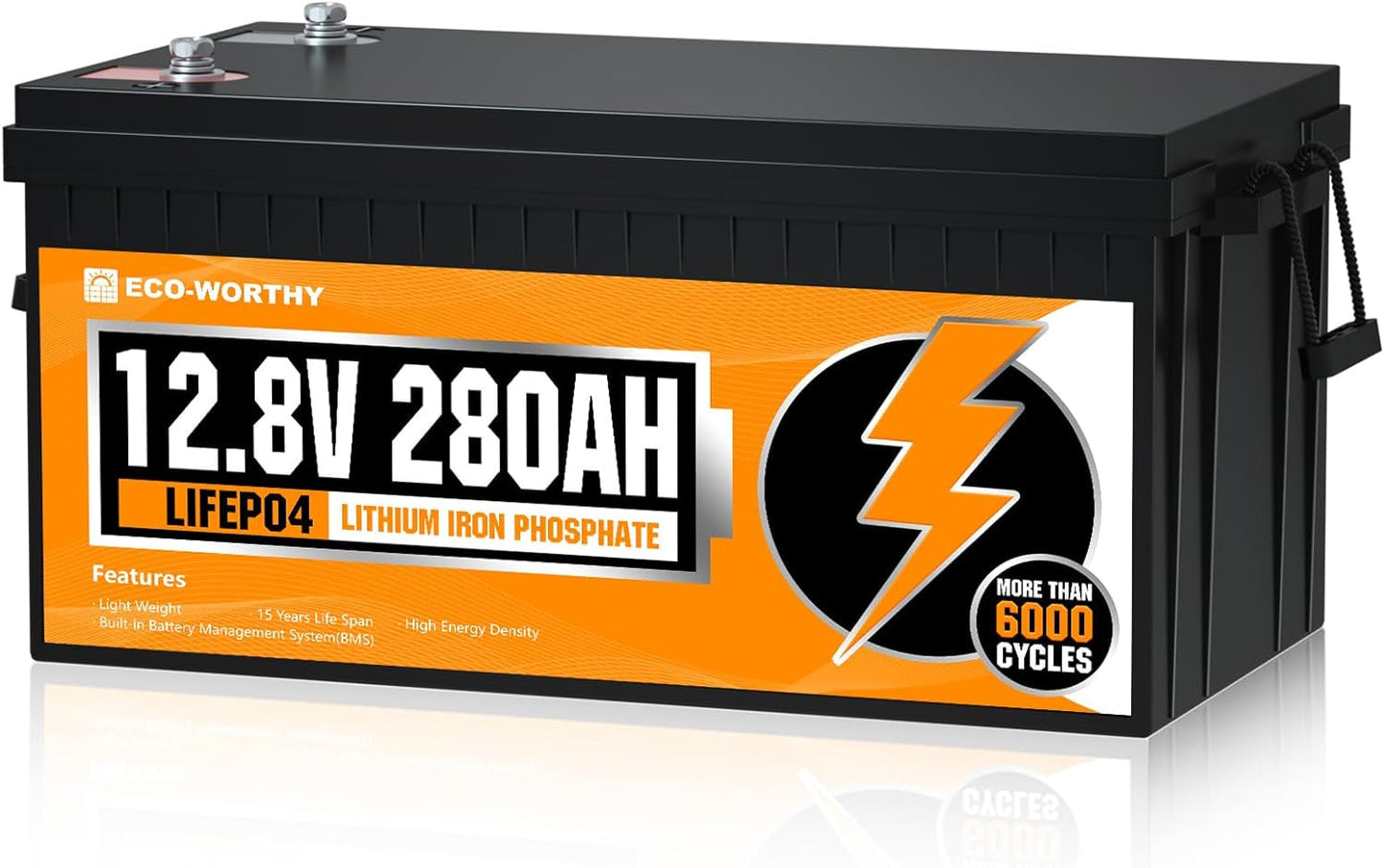 12V 280Ah Lifepo4 Lithium Battery, 6000+ Deep Cycles, 3584Wh Energy, for Off-Grid, RV, Solar Power System, Home Backup, UPS, Marine