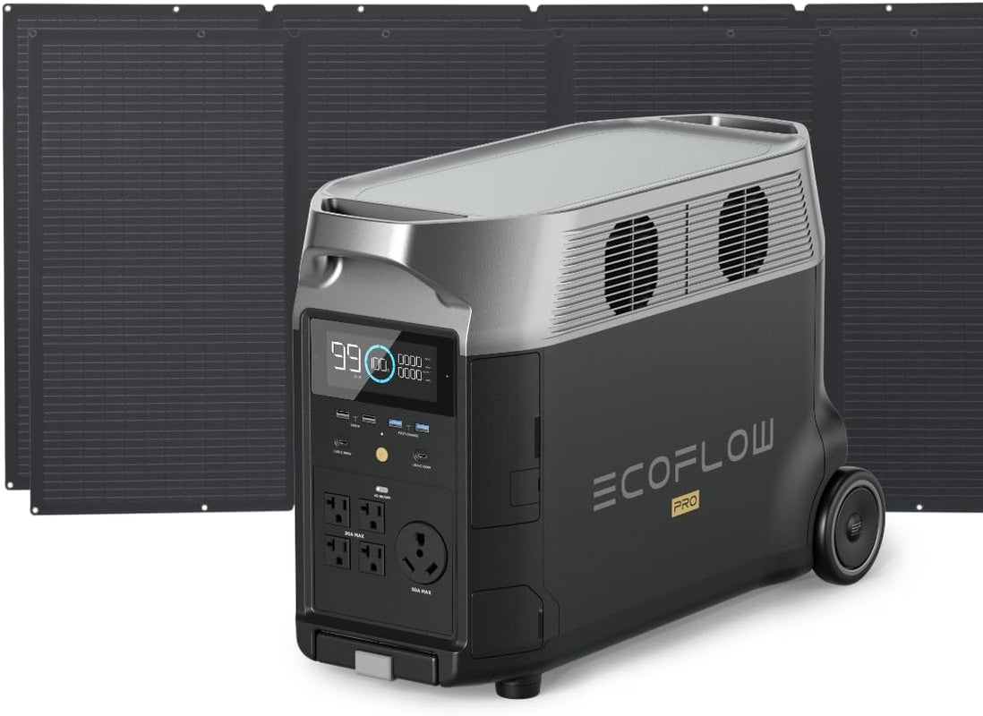 Solar Generator 3.6Kwh DELTA Pro with 2X400W Portable Solar Panel, 23% High Efficiency, 5 AC Outlets, 120V/3600W, for Home Backup Outdoors Camping RV Emergency