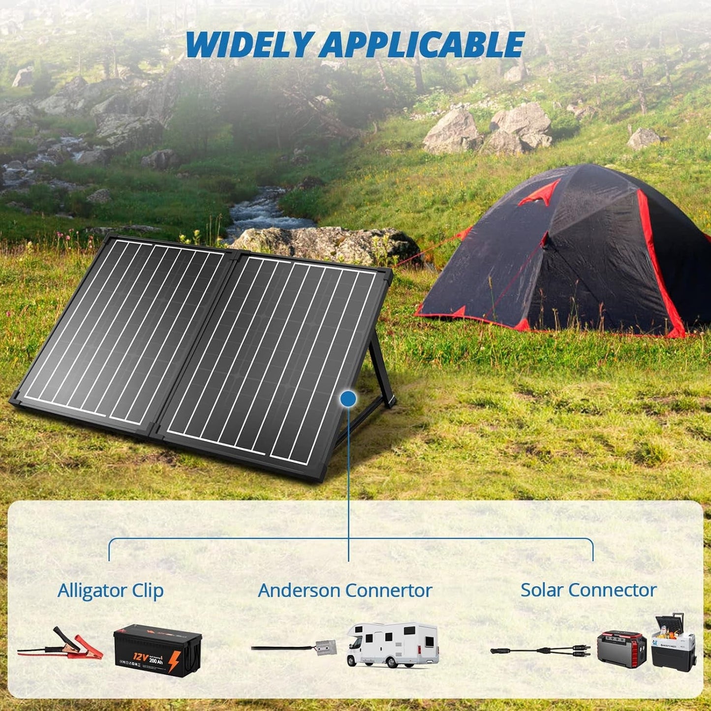 Portable Solar Panels，100W Foldable Solar Panel Suitcase 12 Volt Monocrystalline Solar Panel Kit with Waterproof 20A Charger Controller for Camping, Power Supply and Emergency Backup