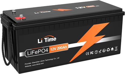 12V 200Ah Lifepo4 Lithium Battery with 2560Wh Energy Max. 1280W Load Power Built-In 100A BMS,10 Years Lifetime 4000+ Cycles, Perfect for RV Solar Energy Storage Marine Trolling Motor