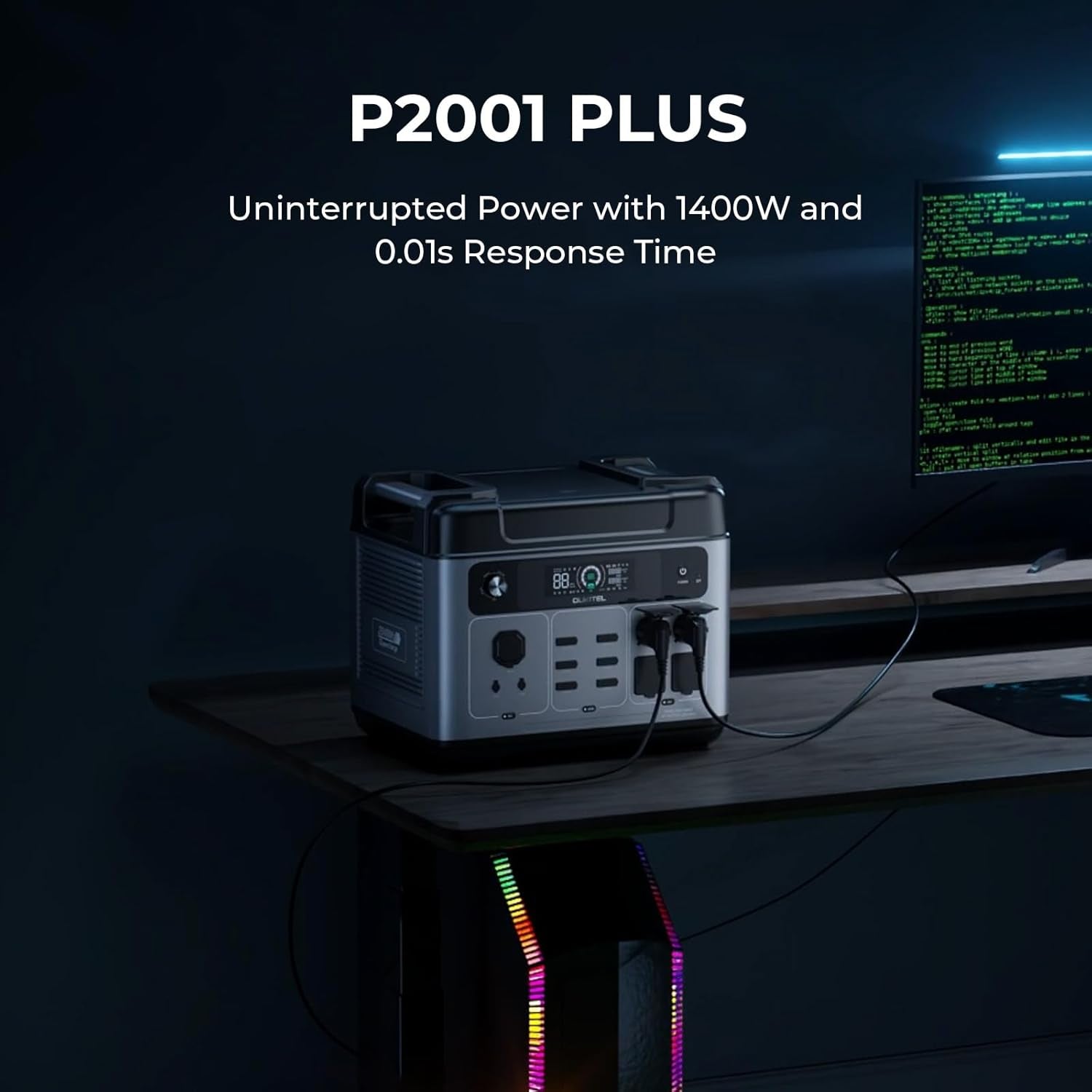 Solar Generator P2001 plus 2048Wh with 2X220W Solar Panel, 2400W Portable Power Station, Lifepo4 Battery Solar Powered Generator for Camping, Home, RV, Emergency