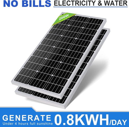 Solar Power Water Pump System, 24V 3'' Solar Deep Well Pump with 200W Solar Panel and 16Ft Extension Cable for Remote Watering, Garden, Farm Irrigation, Tank Filling