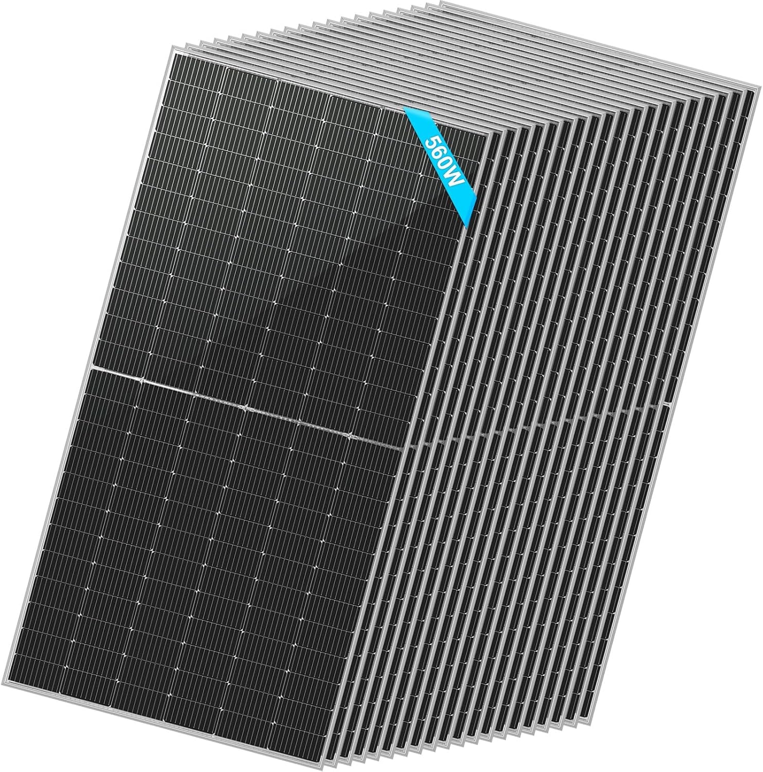SUNGOLDPOWER 20Pcs 560W Bifacial PERC Solar Panels Monocrystalline, High Efficiency Solar Panel for Charging Station,Rooftop, Household, Marine,Rv, On/Off Grid Solar System (20Pcs 560W Bifacial Panel)