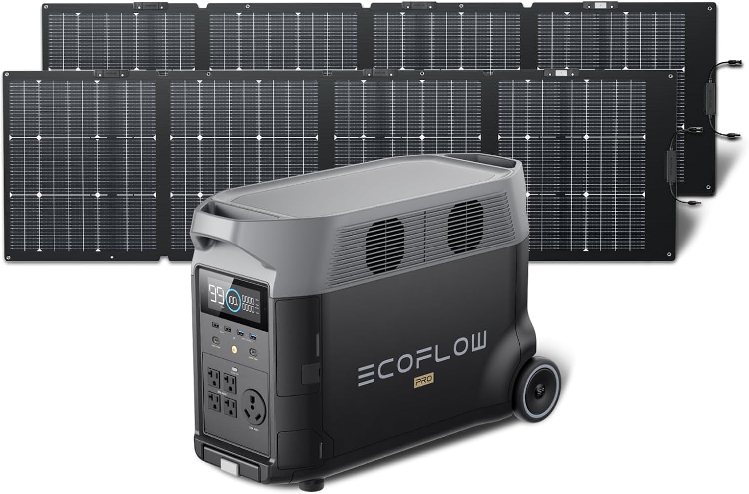 Solar Generator 120V/3.6Kwh DELTA Pro with 2X220W Portable Solar Panel, 23% High-Efficiency, 5 AC Outlets, 3600W Portable Power Station for Home Use Emergency Blackout Camping RV