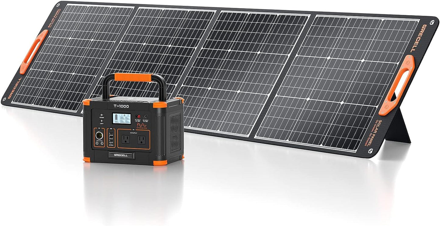 1000W Solar Generator with 200W Portable Solar Panel, 999Wh Portable Power Station Solar Powered Generator Lithium Battery Backup USB-C PD 60W for Outdoor Camping RV Off-Grid Home Emergency