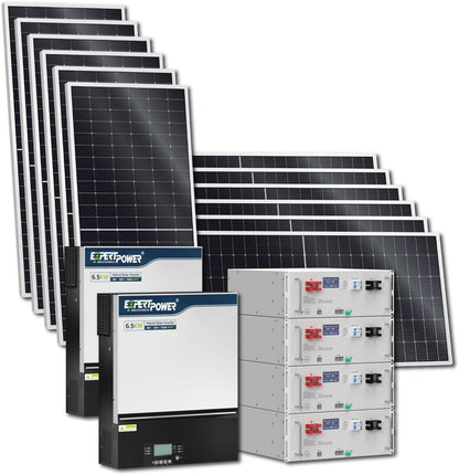 20KWH 6480W 48V Solar Power System Kit | Lifepo4 48V 400Ah Battery, 6480W Solar Panels, 13KW Hybrid Solar Inverter, Dual 120A MPPT Controller | off Grid, Residential, Home, Cabin, Back Up
