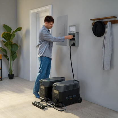 240V/7200Wh, 7200W Home Battery Backup Kit: 2 DELTA Pro with Double Voltage Hub with Transfer Switch, Lifepo4 Power Station, Electricity Generator for Home Use, Blackout, Emergency