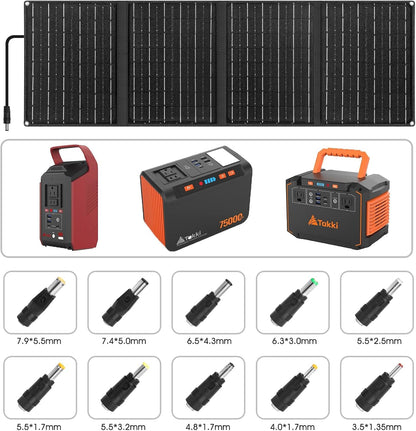 350W Peak Solar Generator Portable Power Station with 40W Solar Panels Included, 240Wh Solar Power Bank AC DC USB Ports for Camping Tent Emergency Outdoor