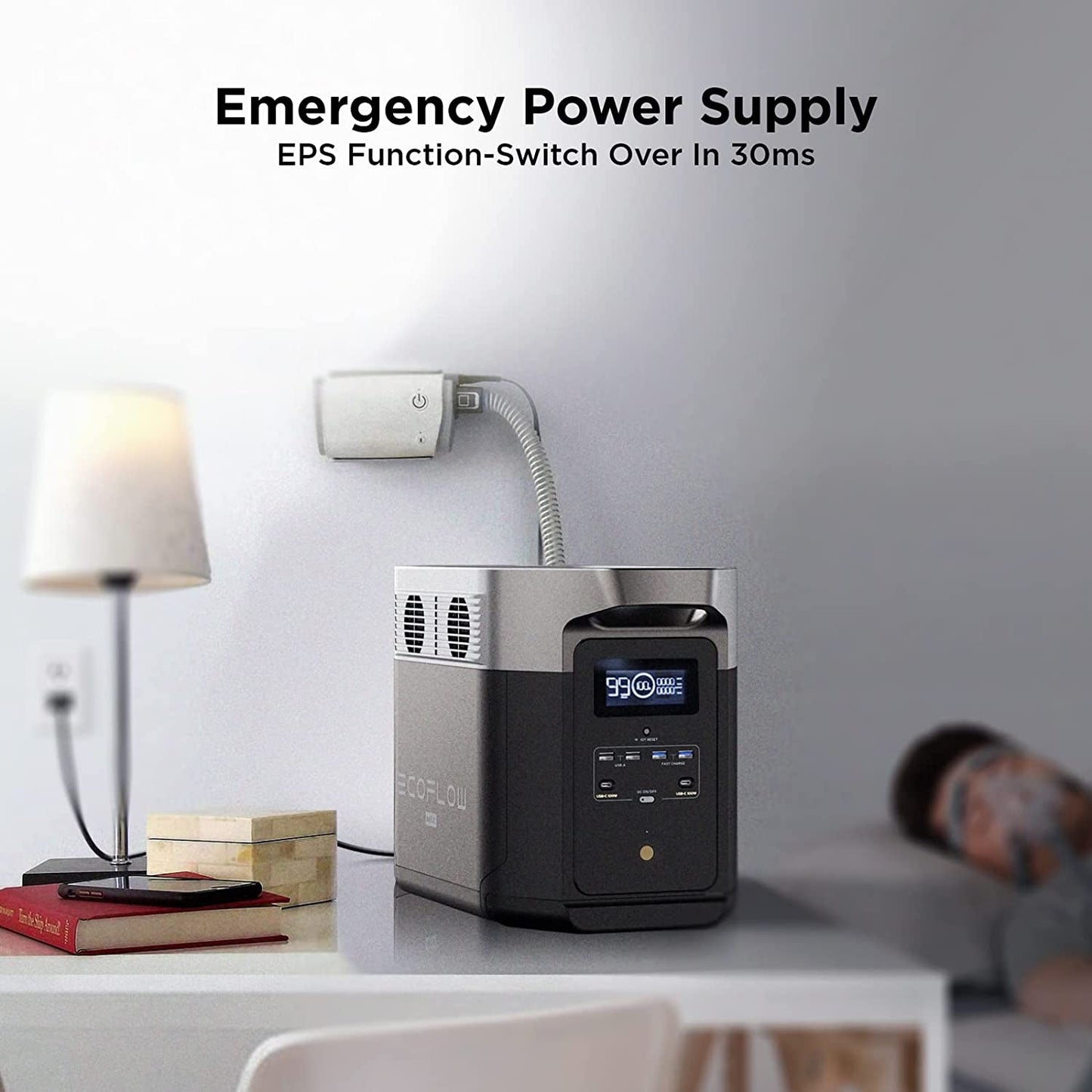 Solar Generator DELTA Max (2000) 2016Wh with 160W Solar Panel, 6 X 2400W (5000W Surge) AC Outlets, Portable Power Station for Home Backup Outdoors Camping RV Emergency