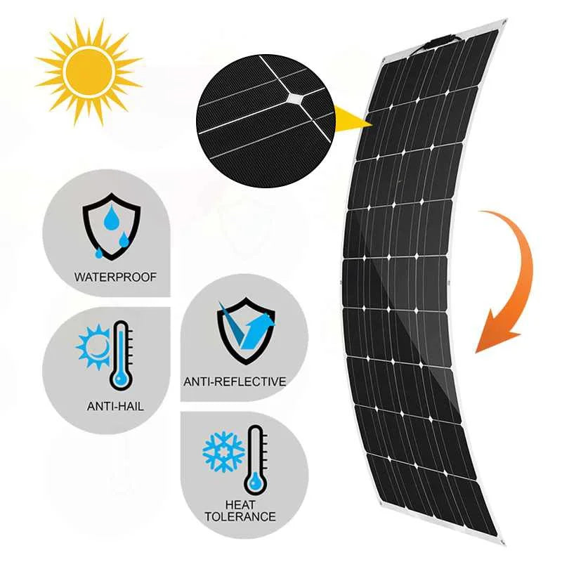 120W Panel Solar 240W 12V Mono Solar Cell Outdoor 360W Flexible Solar Panel Kit 600W 1200W for Light Home Lead Acid Battery Cell