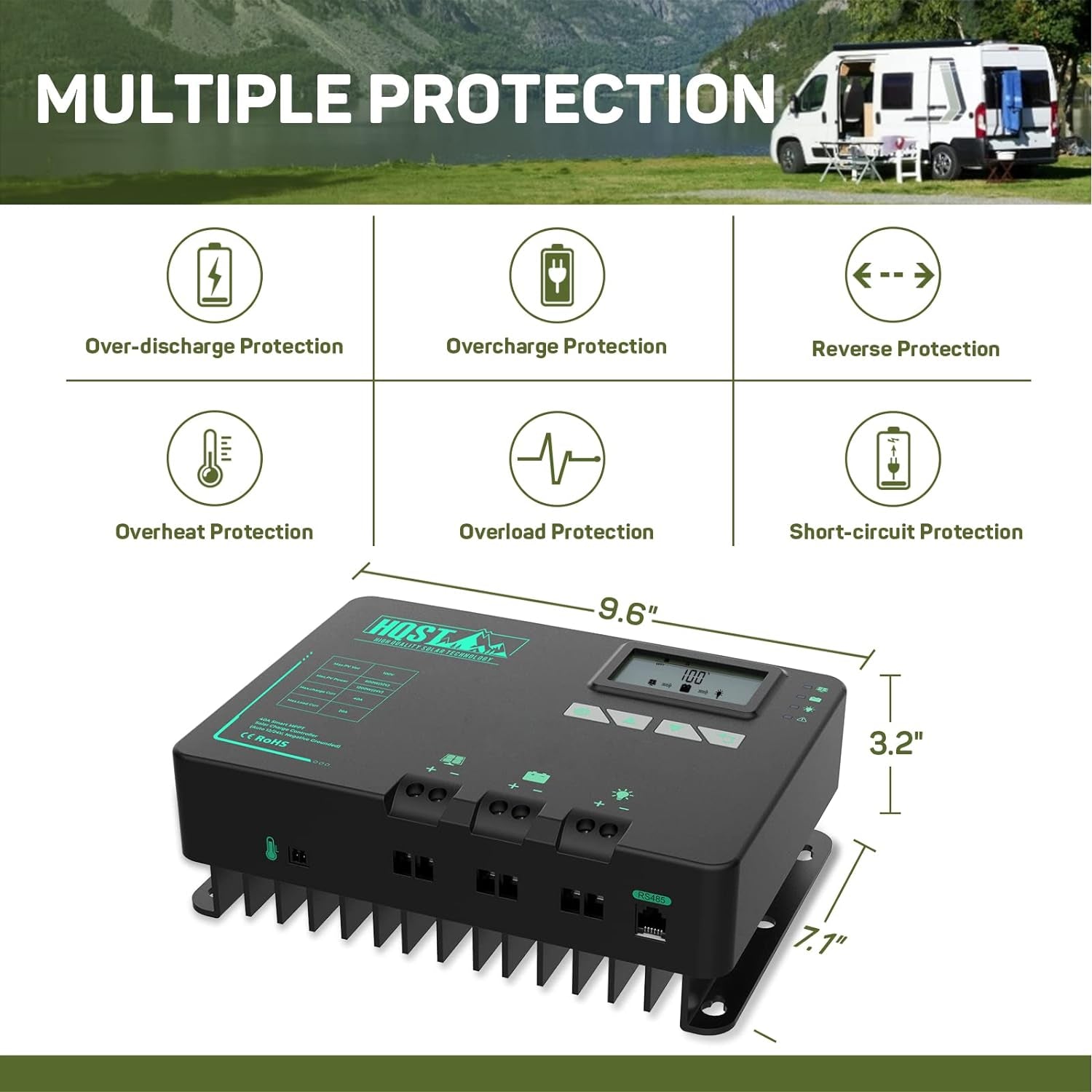 400W Solar Panel Kit 12V Monocrystalline Solar Panel with 40A MPPT Solar Charge Controller, Mounting Z Bracket, 20FT 10AWG Solar Cable, 8Ft 10AWG Tray Cable, LCD Dispaly, 40.1 X 20 X 1.18 Inches