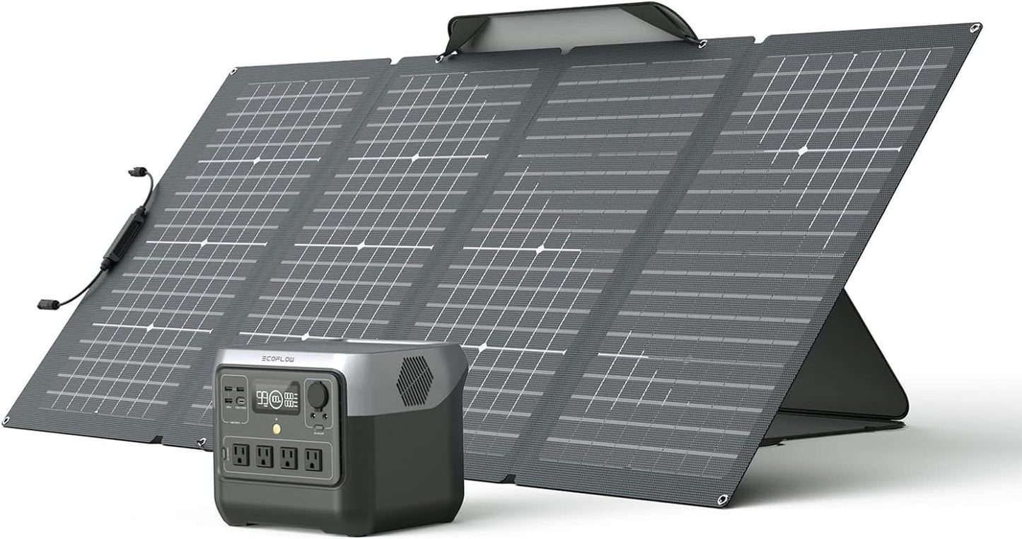 Solar Generator RIVER 2 Pro 768Wh Lifepo4 Battery with 220W Solar Panel, 4X800W AC Outlets (1600W Surge), Portable Power Station for Home Backup Outdoors Camping RV Emergency