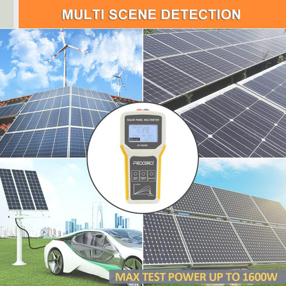 Upgrade Solar Panel Tester Photovoltaic Multimeter Upgrade EY1600W with Ultra Clear LCD, Smart MPPT Open Circuit Voltage Troubleshooting Utility Tool for Solar PV Testing (LCD 1600W)