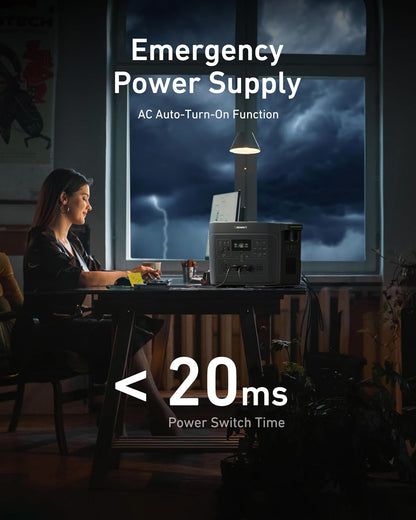 Infinity 2000 Solar Generator: 2048Wh Portable Power Station with 200W Solar Panel,2200W AC Outlets,Tt-30,Lifepo4 Battery, 1.6Hrs Full Charging, for Rv,Outdoor Camping,Home Use Battery Backup