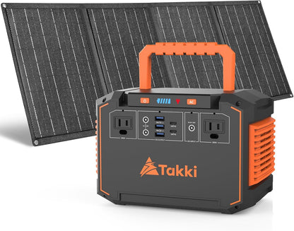 350W Peak Solar Generator Portable Power Station with 40W Solar Panels Included, 240Wh Solar Power Bank AC DC USB Ports for Camping Tent Emergency Outdoor