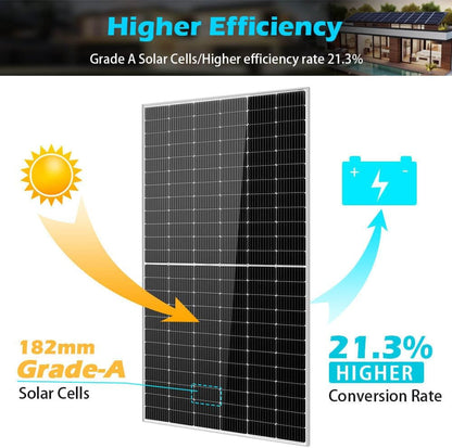 SUNGOLDPOWER 20PCS 550W Solar Panels Monocrystalline, Grade a Solar Cell, Waterproof IP68, High Efficiency Solar Panel for Charging Station, Household, Marine, RV, On/Off Grid Solar System