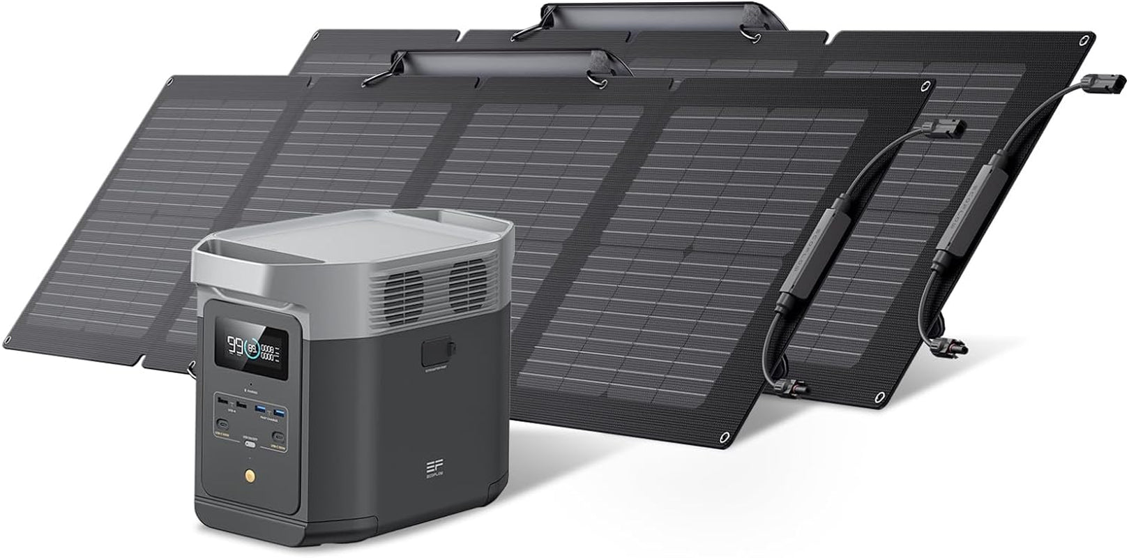 Solar Generators, DELTA 2 Portable Power Station with 2X110W Portable Solar Panels, 1024Wh LFP Battery, Fast Charging, Power Station for Home Backup, Camping&Rvs