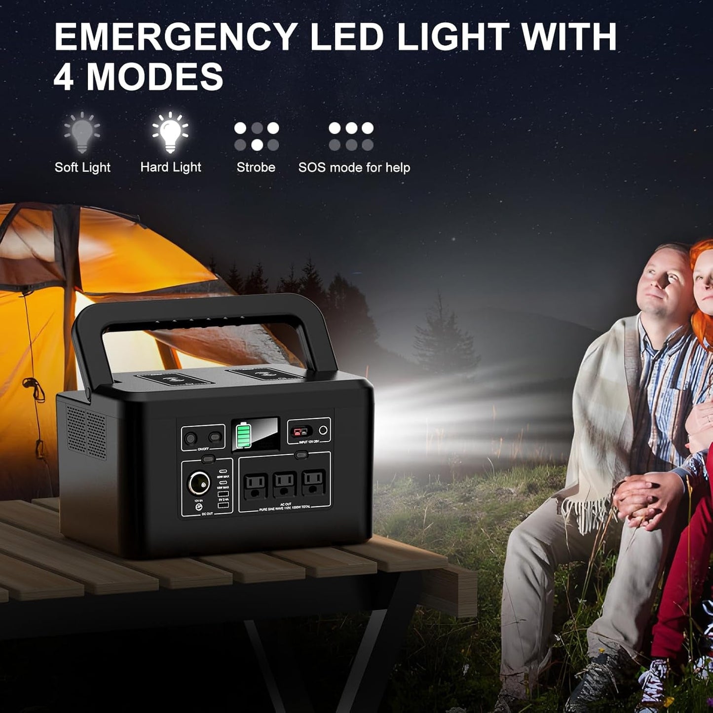 Portable Power Station 800W with 3 AC Outlets, 110V/740Wh Solar Generator(Solar Panel Optional), 200,000Mah Emergency Backup Lithium-Ion Battery for Outdoors Travel RV Trip Camping CPAP Machine