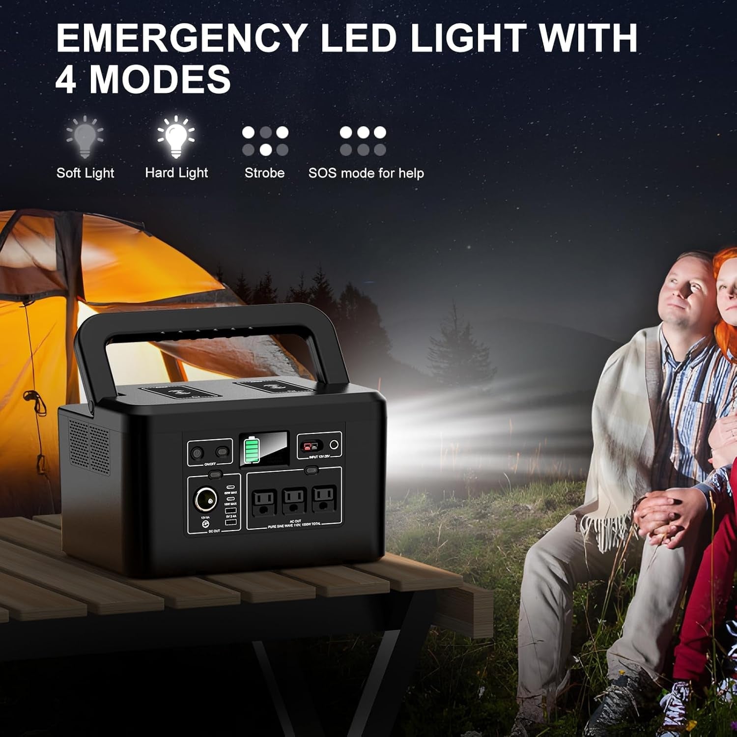 Portable Power Station 800W with 3 AC Outlets, 110V/740Wh Solar Generator(Solar Panel Optional), 200,000Mah Emergency Backup Lithium-Ion Battery for Outdoors Travel RV Trip Camping CPAP Machine