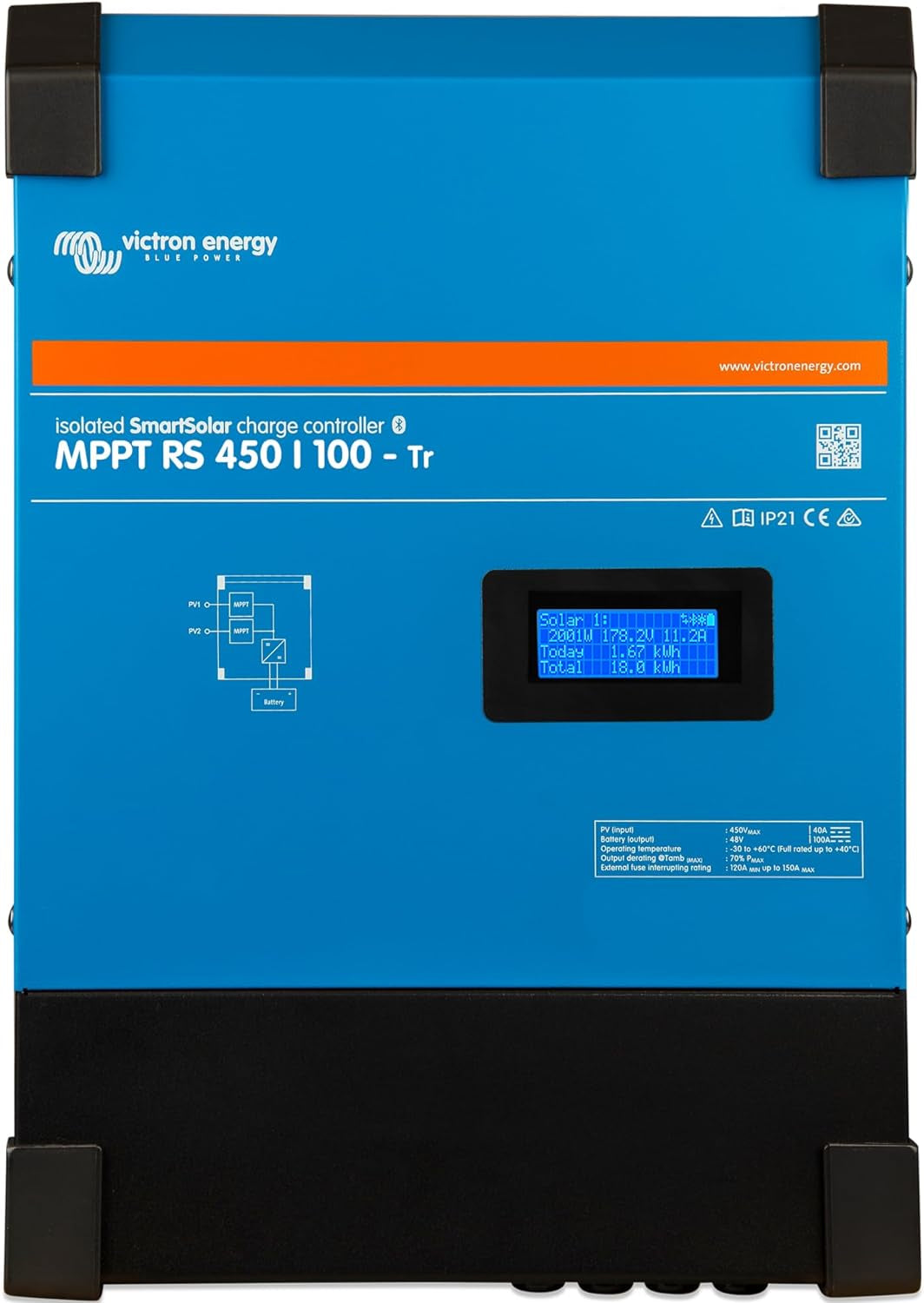 Smartsolar MPPT RS Tr Solar Charge Controller (Bluetooth) - Charge Controllers for Solar Panels - 450V, DC 100 Amp, 48-Volt