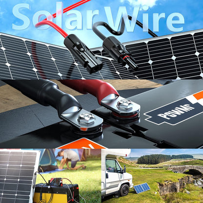 Solar Panel Wire 328FT Black 10AWG (6Mm²) Tinned Copper Wire, PV Wire Solar Extension Cable, Solar Panel Cable for Solar Panel Automotive RV Boat Marine Outdoor,10Awg 328Ft Black